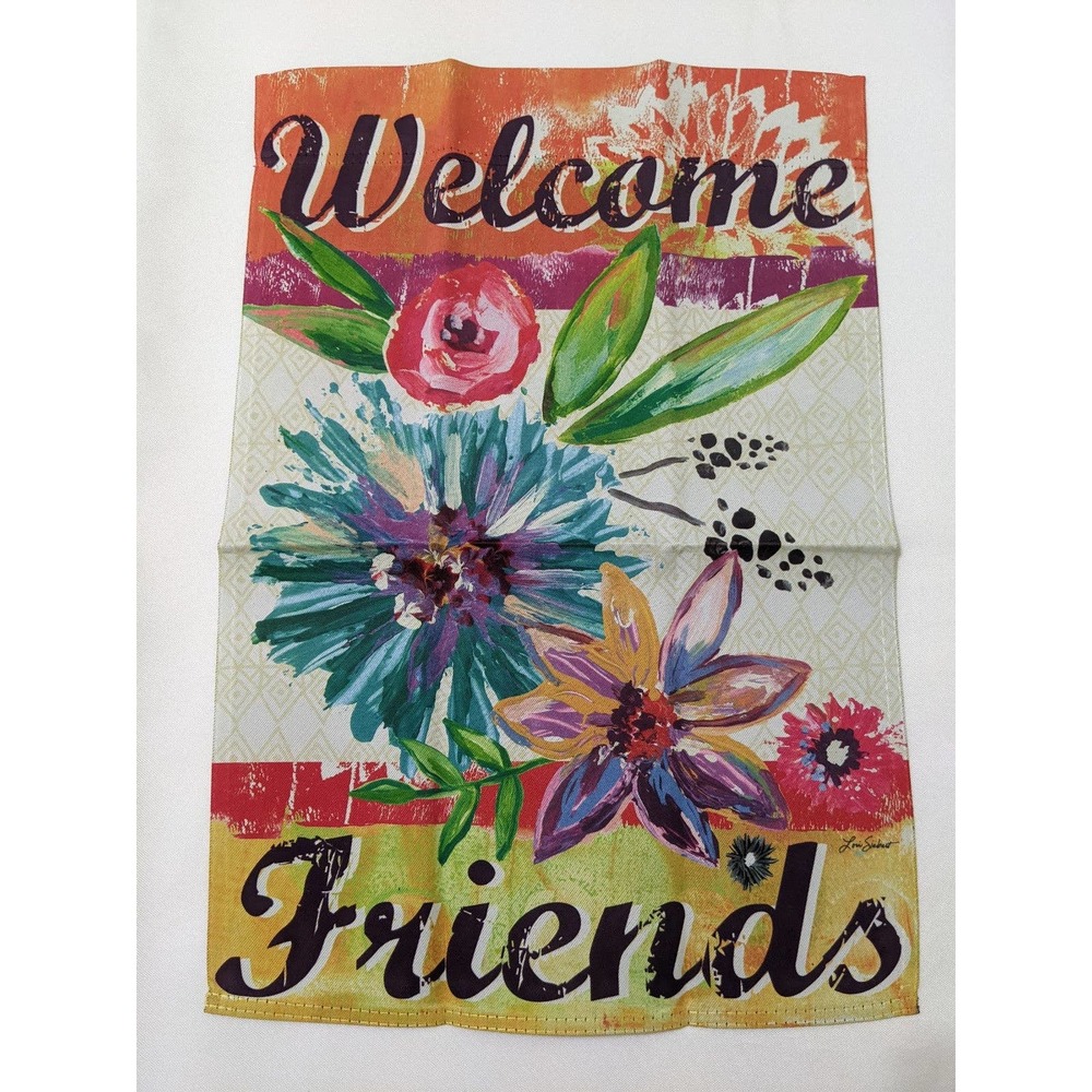 Flowers Welcome Friends Floral Garden Yard Flag New meadow creek
